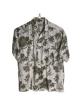 Forenza sportswear Men’s tiki vintage button down muted Hawaiian shirt